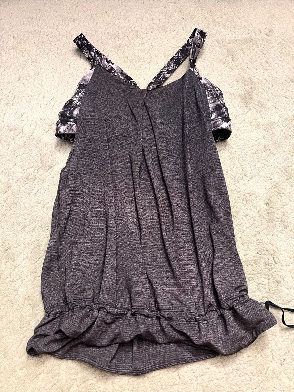 lululemon athletica rest less Gray Tank with Floral Straps